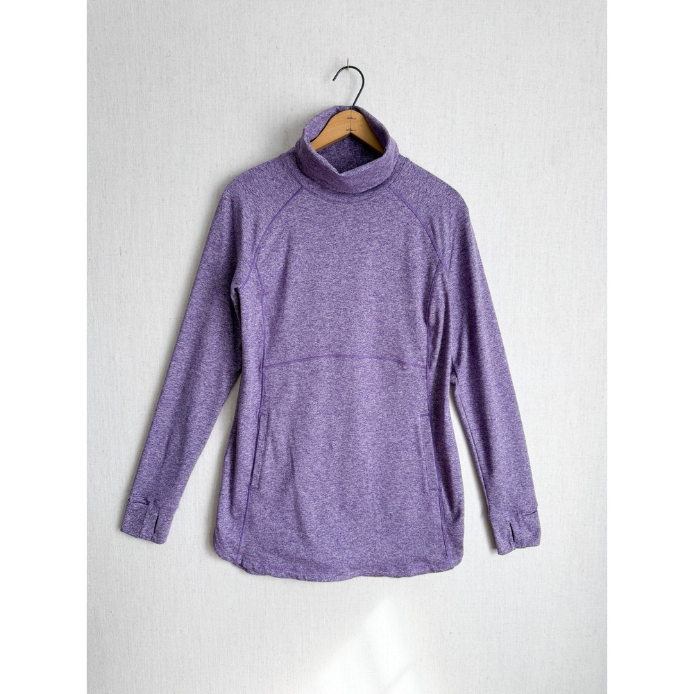 Duluth Trading‎ Co Womens Purple Space Dye Funnel Neck Pullover Thumbhole Small